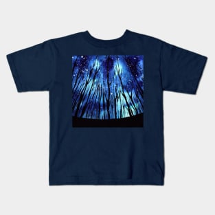 Star night with dark forest Kids T-Shirt